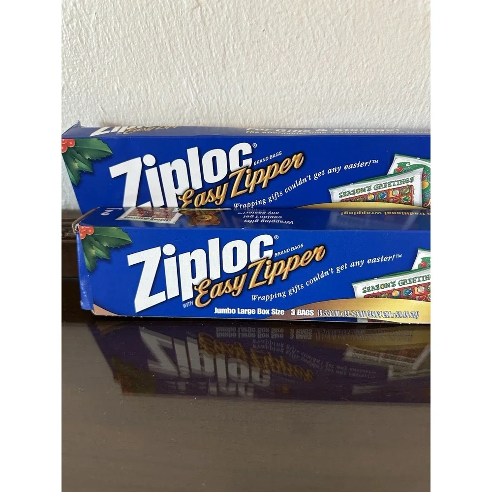 Vintage Ziploc Easy Zipper Holiday Christmas Gift Storage Bags‎ Medium & Jumbo